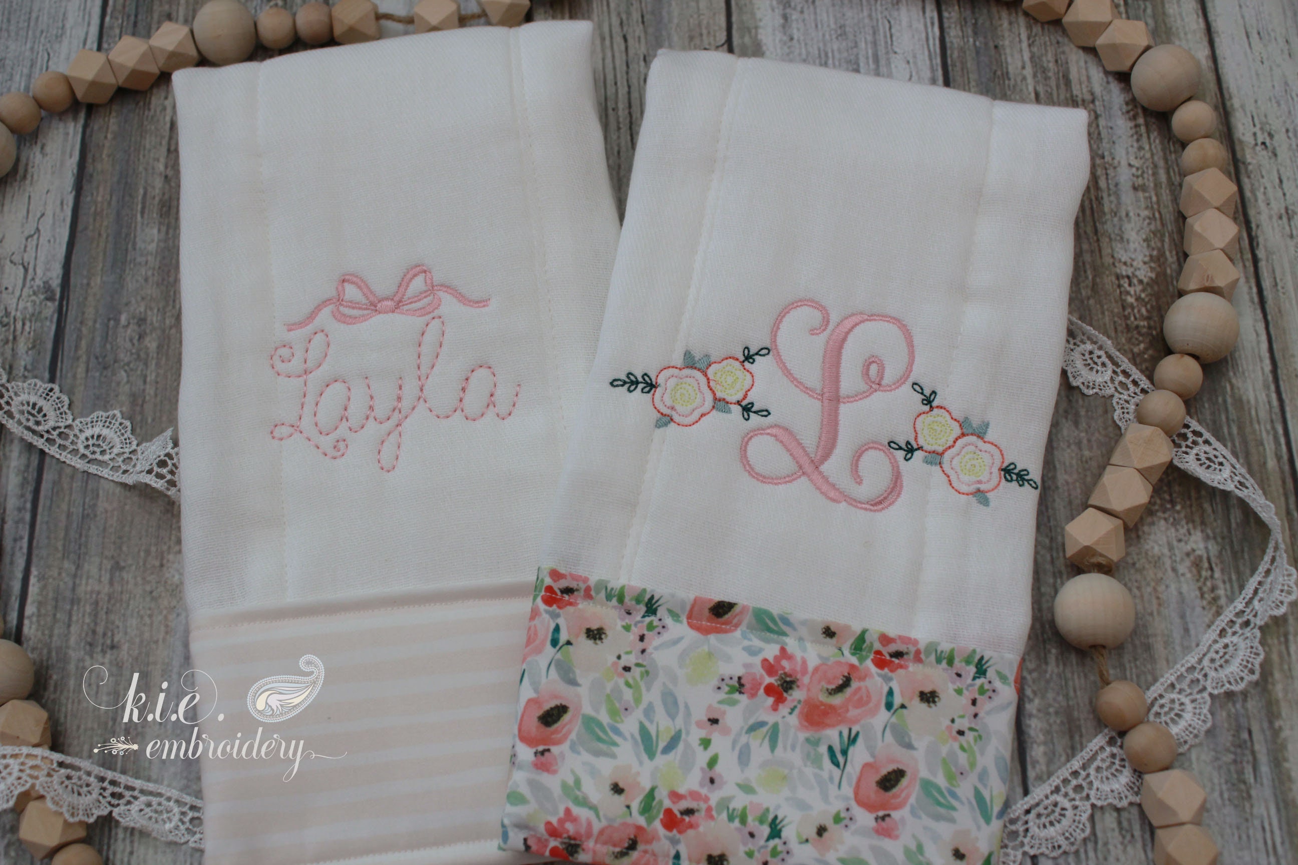 Monogrammed Burp Cloths /burp Cloths / Baby Girl Burp Cloths / Etsy