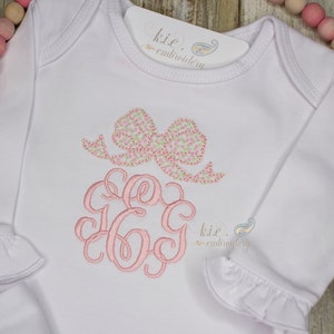 Monogrammed / Embroidered / Applique / Girls Shirt /Ruffle Sleeve Gown / Baby Coming Home / Baby Shower Gift / Bib/ Burp Cloth/ Personalized