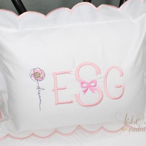 Monogrammed Baby Pillow Sham: Scalloped Edge Nursery Decor