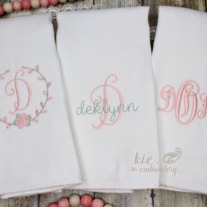 Monogrammed Embroidered Burp Cloth Set / Baby Shower Gift / Baby Monogram / Baby Coming Home / Baby Personalized / Newborn Monogram image 3