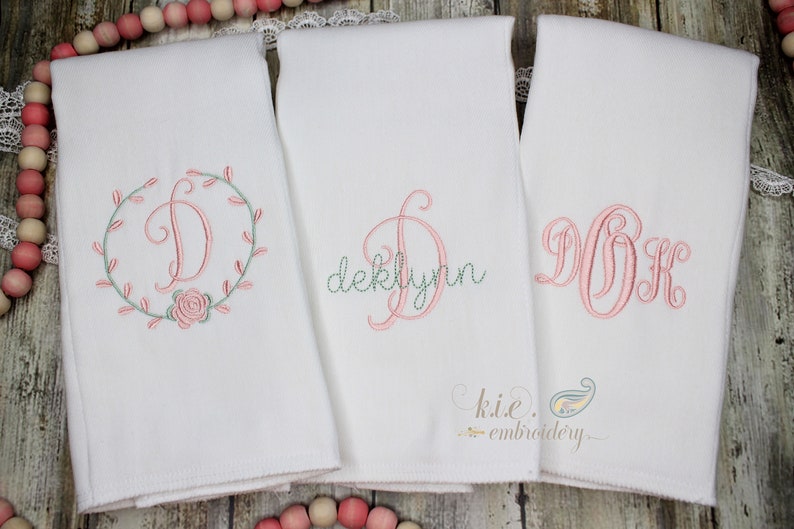 Monogrammed Embroidered Burp Cloth Set / Baby Shower Gift / Baby Monogram / Baby Coming Home / Baby Personalized / Newborn Monogram image 3