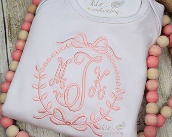 Baby Girl Ruffle Sleeve Embroidered Gown / Monogrammed Baby Gown / Baby Girl Coming Home / Baby Shower Gift / Personalized Baby / Baby Gift