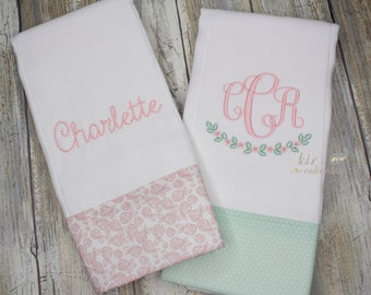 Monogrammed Burp Cloths /Burp Cloths / Baby Girl Burp Cloths / Embroidered Burp Cloth / Baby Gift / Baby Girl Personalized