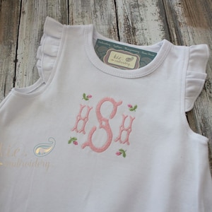Monogrammed Embroidered Baby Girl Bubble / Angel Sleeve Sun Bubble / Baby Girl Gown / Baby Gift / Baby Coming Home / Baby Shower Gift