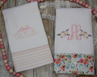 Monogrammed Burp Cloths /Burp Cloths / Baby Girl Burp Cloths / Embroidered Burp Cloth / Baby Gift / Baby Girl Personalized