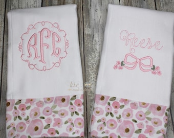 Monogrammed Burp Cloths /Burp Cloths / Baby Girl Burp Cloths / Embroidered Burp Cloth / Baby Gift / Baby Girl Personalized