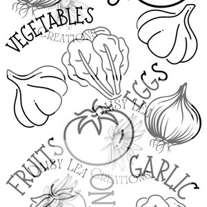 Fruits & Veggies background |PNG| Cut File