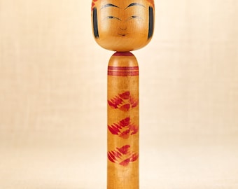Vintage Tougatta Kokeshi Doll (1970s) signed by Master, Traditional Japanese Kokeshi - 25 cm/9"