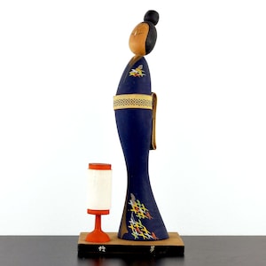 Kokeshi Doll Vintage - Japanese Sosaku Creative Kokeshi - Collectible Art Doll - Sighed Kokeshi Geisha Doll - Asian Home Décor - 25cm / 9.8&quot;