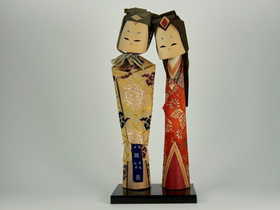 Washi Ningyou Vintage Japanese Pair Of Paper Dolls On A Etsy