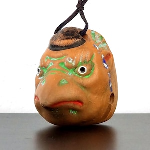 Japanese Vintage Dorei Bell Tengu - Ceramic Lucky Charm Bell - Japanese Talisman Bell - Protection Amulet - Perfect Vintage Gift - 6cm/2.3&quot;