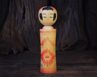 関口三作こけし、こけし人形、ヴィンテージ木製創作こけし、日本の