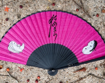 Ventaglio pieghevole giapponese vintage SENSU in seta e bambù - Arredamento asiatico