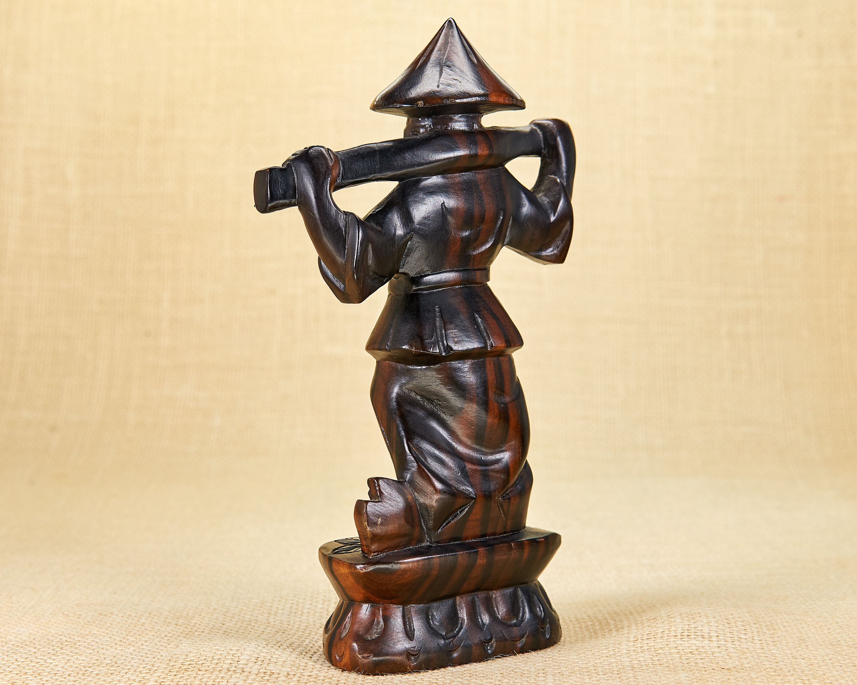 Japanese Vintage Wood Carved Figurine of Farmer Oriental Etsy UK