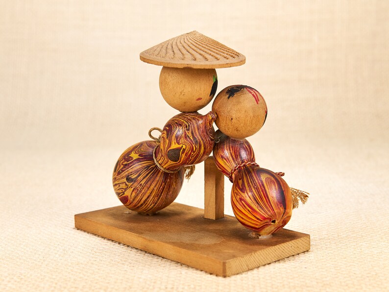 Kokeshi Doll Vintage on a Wooden Stand Japanese Wooden Toy Etsy