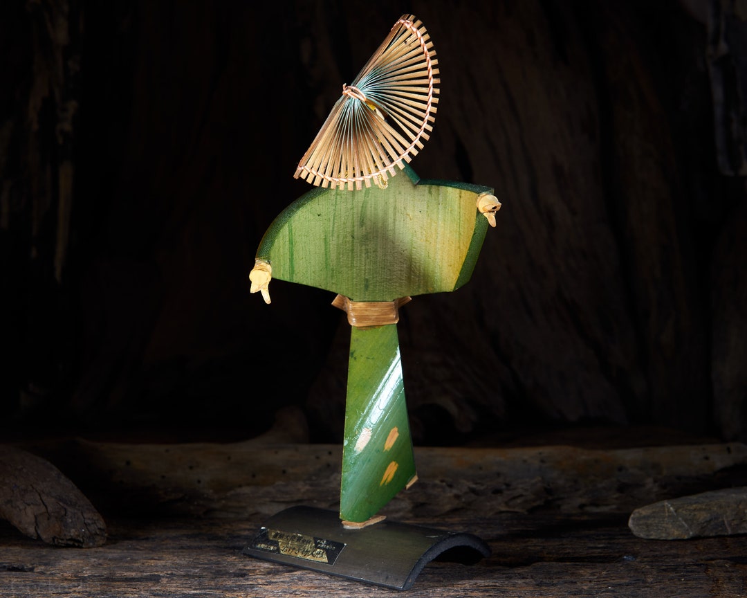 Japanese Vintage Bamboo Doll Awa Odori Dancer Lucky Charm Doll Oriental