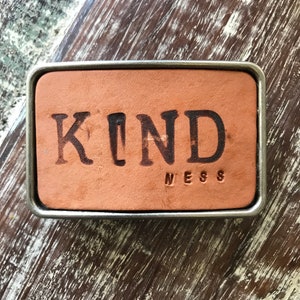 Handmade Leather Belt Buckle KINDness - Great Gift for Him or Her!