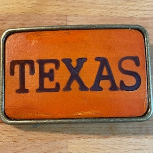 TEXAS stamped/Branded leather belt buckle