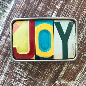 Handmade Belt Buckle  &quot;JOY&quot; - Great Gift for Him or Her!
