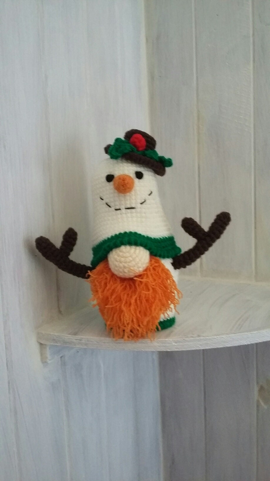 Bonhomme de Neige Gnome, Gnome Noël, Décoration Vacances, Crochet Maison Déco