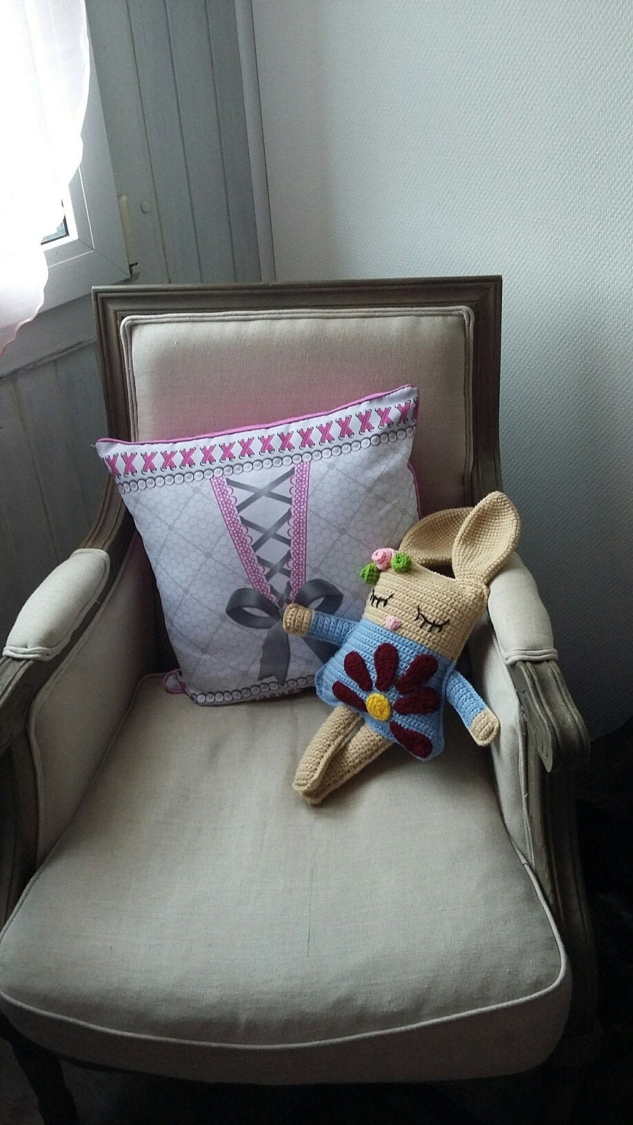 Ragdoll Bunny, Oreiller Lapin, Lapin Au Crochet, Amigurumi, Stuffed Rabbit Kids Décor, Décor de Pépi