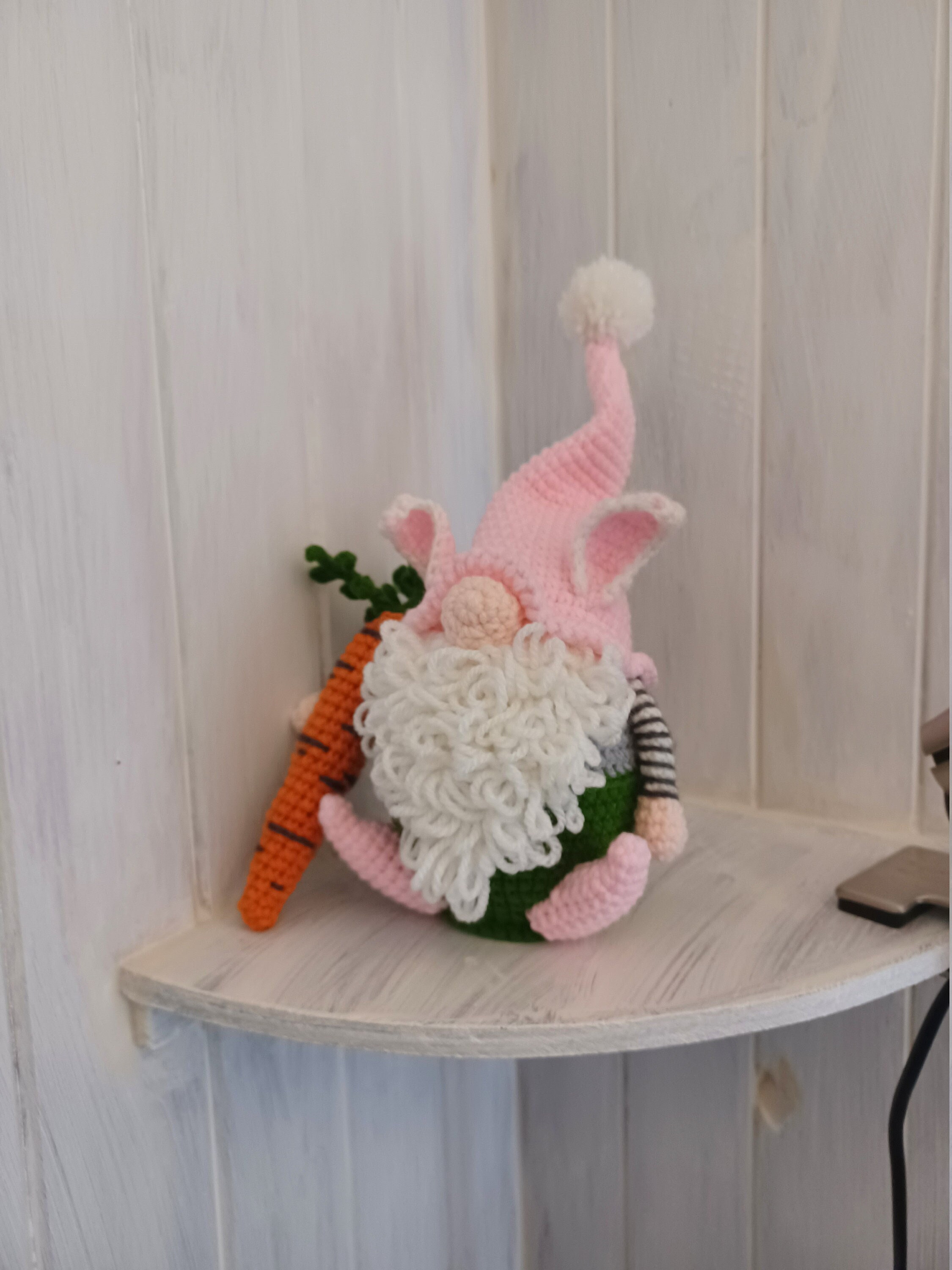 Drôle de Lapin Gnome, Gnome Pâques, Au Crochet Décoration avec Carot
