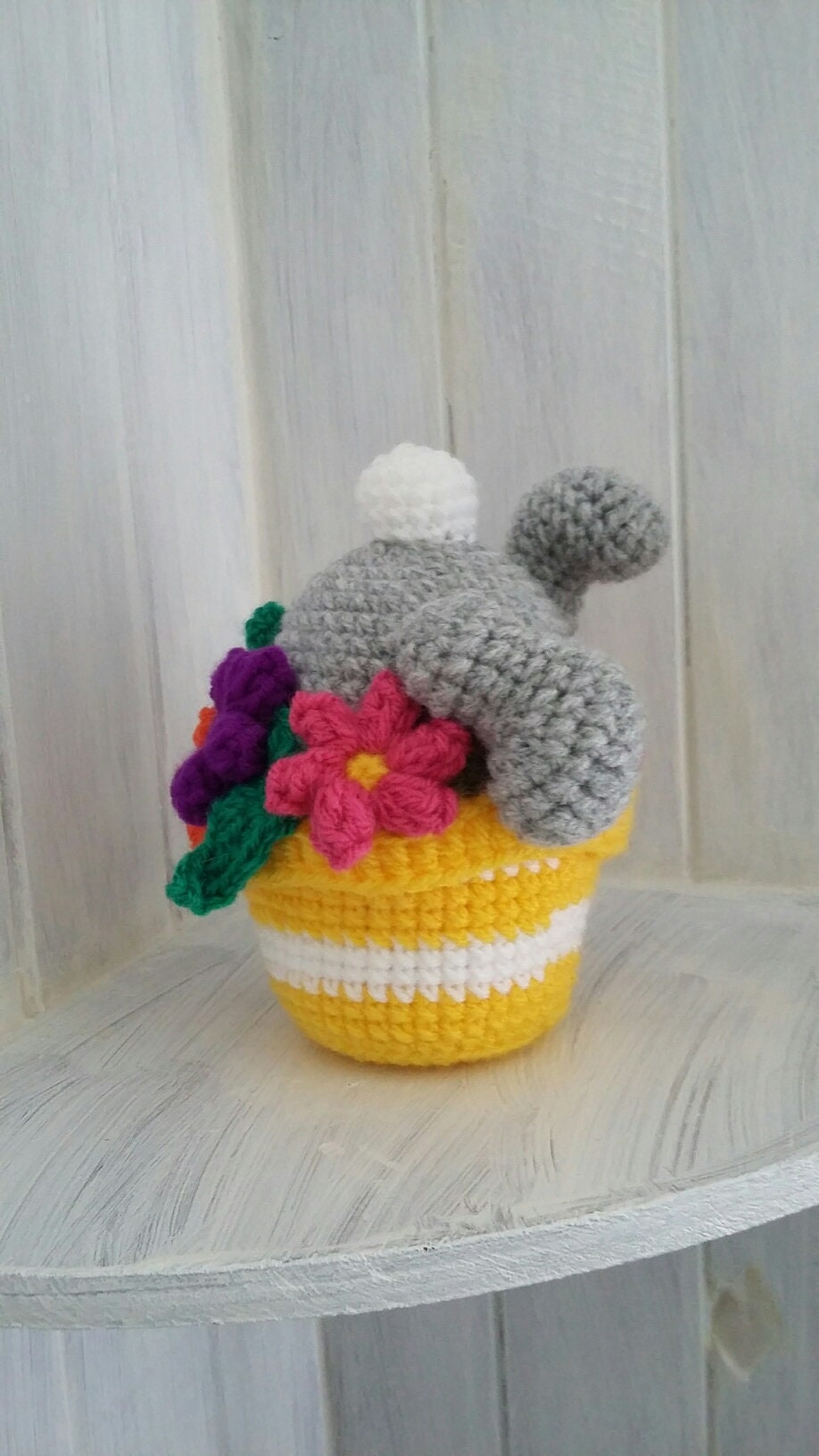Lapin Dans Le Pot de Fleur, Lapin Amigurumi, Fleur Farcie, Farci, Au Crochet, Crochet