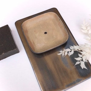 Handmade Ceramic Soap Dish with Hole / Simple Bathroom Decor