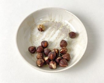 Little Ceramic Snack Bowl / Stoneware Dip Pot / White Jewelry Dish