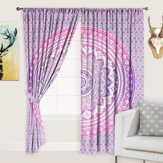 Ombre Mandala Window Curtain Indian Drape Printed Cotton Etsy