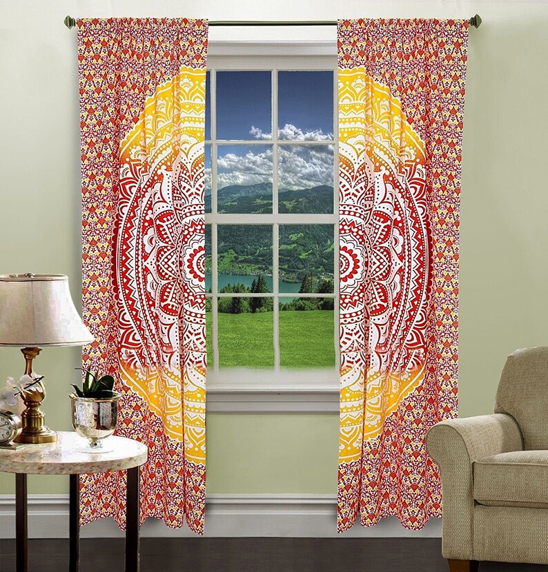 Hippie Bohemian Window Curtain For Living Room Hippy Door Etsy