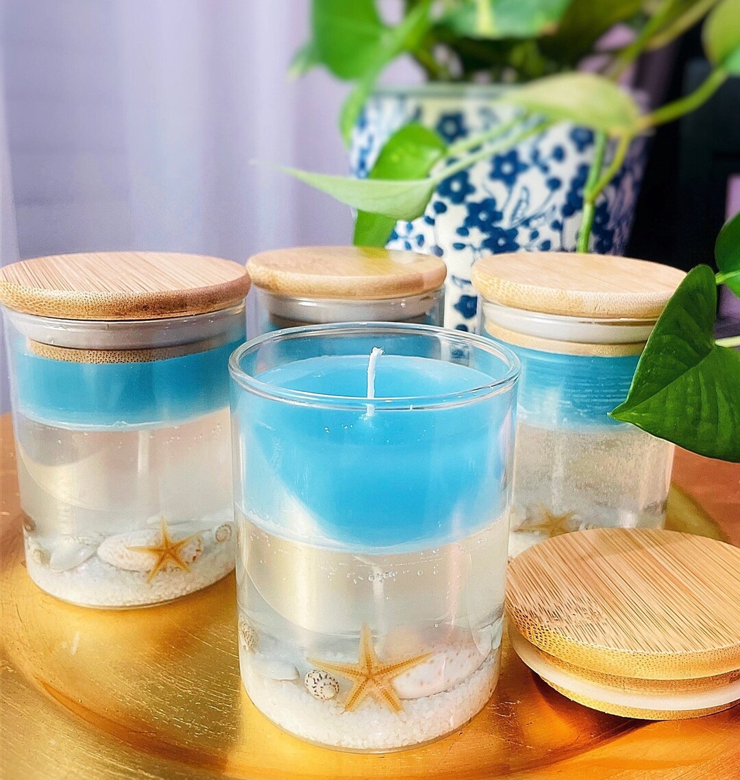 Beachthemed Gel Candles Seashell Gel Candles Coastal Home Etsy