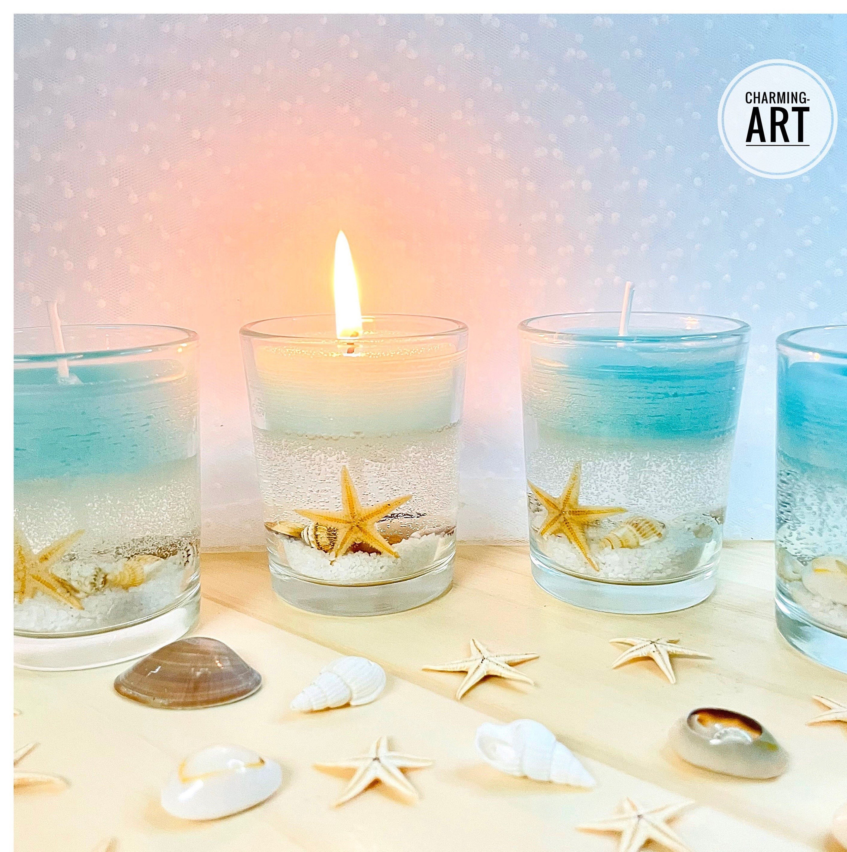 XL Gel Candle with Ocean Rain Aroma & Real Sea Shells and Sand from Florida