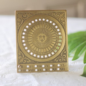 Vintage Brass Sun Dial Calendar