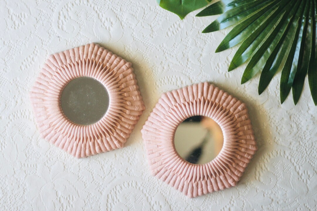 80s Faux Wicker Octagon Mirrors Etsy