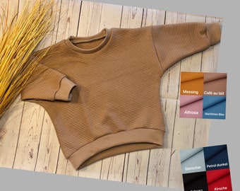 Oversize Sweater Baby Waffeljacquard Gr. 56-116, Pullover Baby, Übergangszeit Sommer Winter, Hoodie unifarben