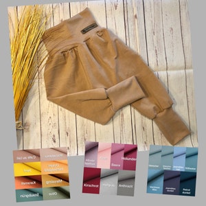 Pump pants baby size. 44-122 plain-colored, various combination colors made of organic jersey, wax pants baby plain-colored