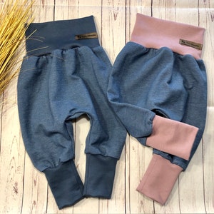 Pump pants baby organic jeans jersey size. 44-122, different cuff colors, growing pants for girls and boys jeans baby pants