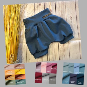 Pump pants short baby size. 56-116, organic jersey fabric uncle different colors plain, shorts, summer trousers, shorts