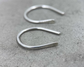 Mini ear threaders, sterling silver open hoops