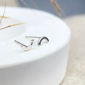 Cute tiny silver curved studs, made from sterling silver image 2