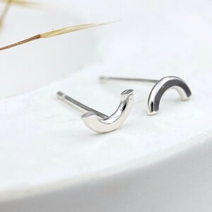 Cute tiny silver curved studs, made from sterling silver image 4