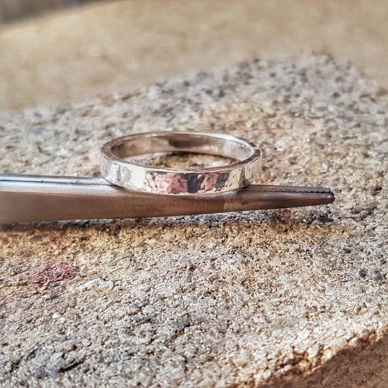 Hammered sterling silver ring, hand made, thumb ring, pinky ring, commitment ring, wedding ring, unisex, large size ring, small size ring image 3