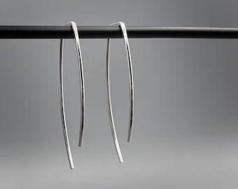 Open hoop earrings, sterling silver, arc threaders