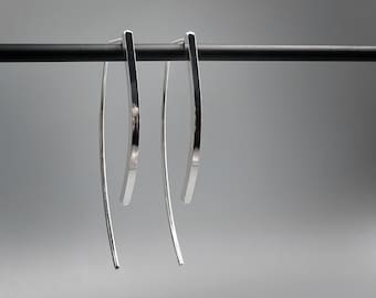 Chunky open hoop earrings, sterling silver, arc threaders