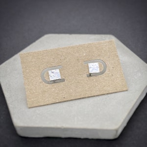 Silver Square Studs, Hammered, Handmade, Sterling Silver, Earring Set, Tiny Studs image 4