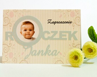 Zaproszenia Na Roczek Etsy