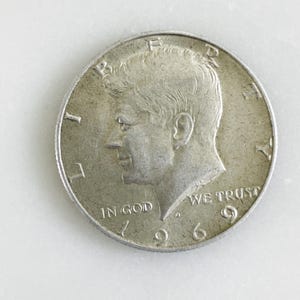 Rzadki John F. Kennedy Half-Dollar, 1969 D Kennedy Silver Half Dollar, JFK Silver Half Dollar, Przedmiot kolekcjonerski, Moneta 1969