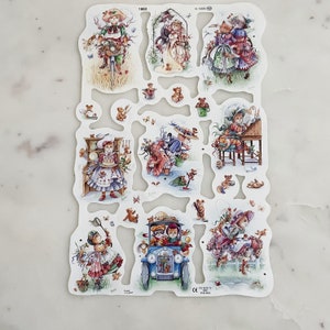 Gato Rosie de Mamelok, 1860, Litografía en relieve con restos de papel, troquelada, vintage, 1995, Imágenes de poesía nostálgicas