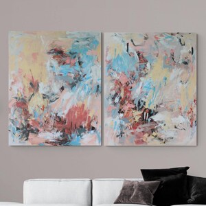 Large Diptych, 100x160 cm, 2 paintings in 1, Acrylic painting on Canvas, One of a kind artwork, Expressive and Gestural Abstract Painting.